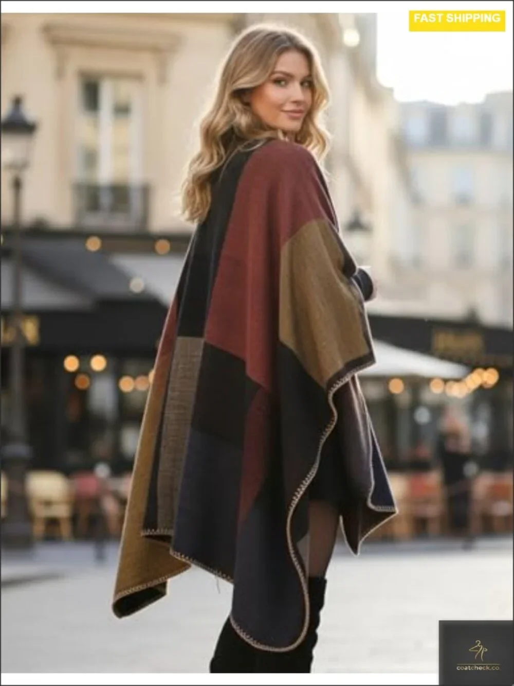 Women's Shawl Wrap Open Front Poncho Cape Oversized Sweater Cardigan Winter